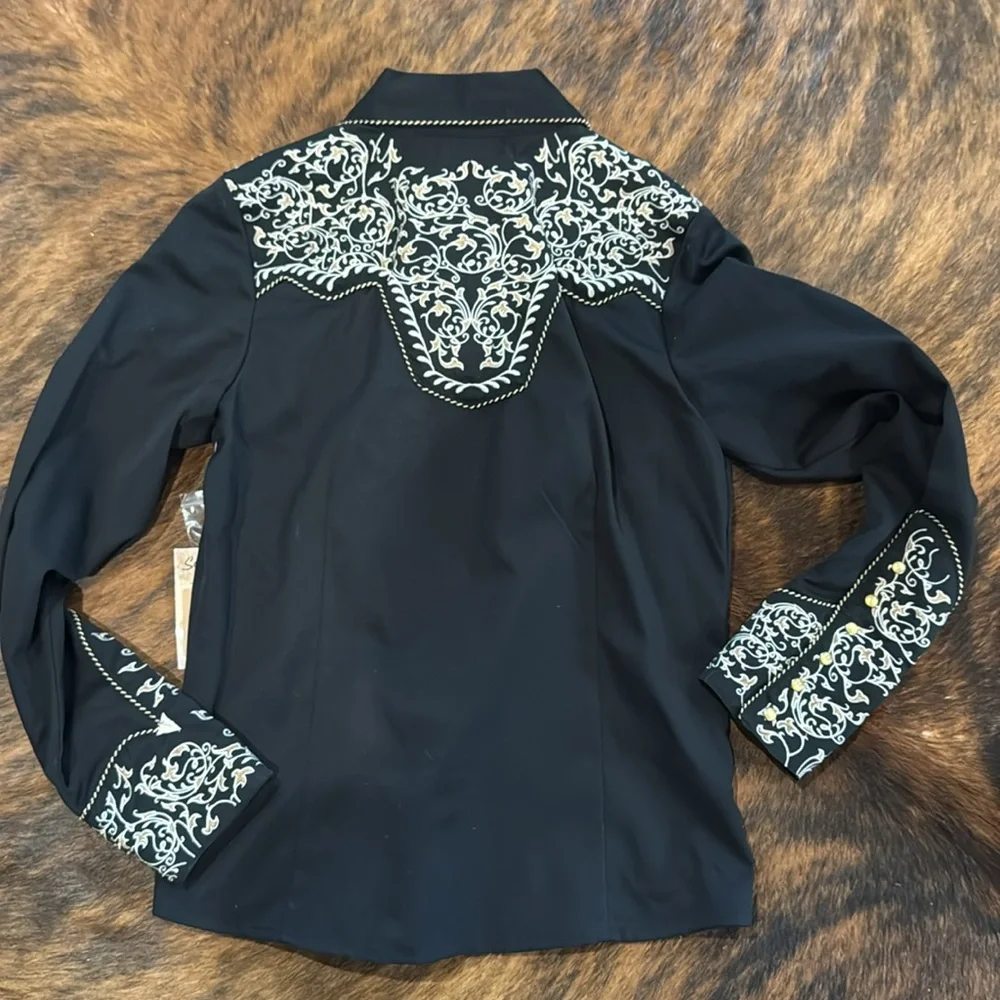 NWT SCULLY WOMEN'S SCROLL EMBROIDERED LONG SLEEVE PEARL SNAP WESTERN SHIRT - Picture 8 of 8